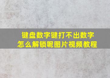 键盘数字键打不出数字怎么解锁呢图片视频教程