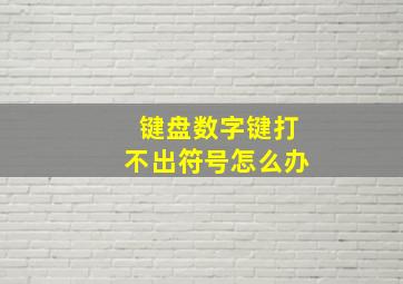 键盘数字键打不出符号怎么办