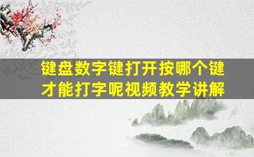 键盘数字键打开按哪个键才能打字呢视频教学讲解