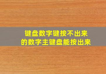 键盘数字键按不出来的数字主键盘能按出来