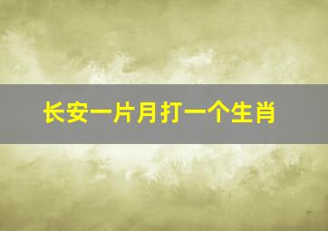 长安一片月打一个生肖