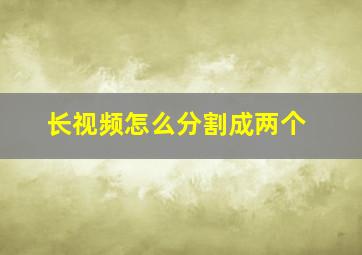 长视频怎么分割成两个