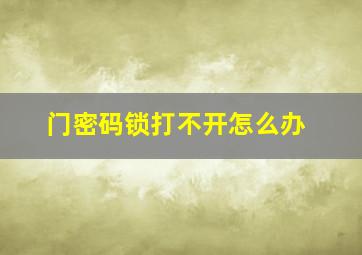 门密码锁打不开怎么办