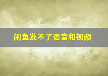 闲鱼发不了语音和视频