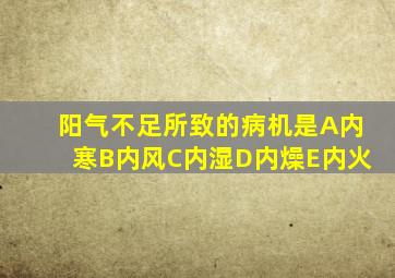 阳气不足所致的病机是A内寒B内风C内湿D内燥E内火