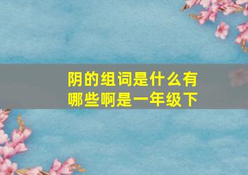 阴的组词是什么有哪些啊是一年级下