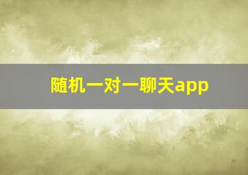 随机一对一聊天app