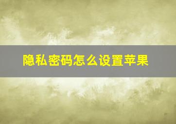 隐私密码怎么设置苹果