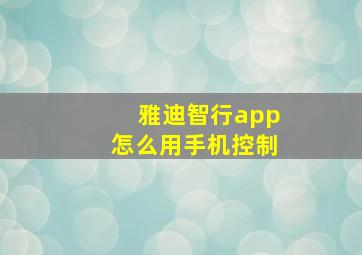 雅迪智行app怎么用手机控制