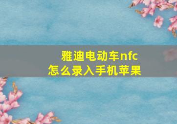 雅迪电动车nfc怎么录入手机苹果