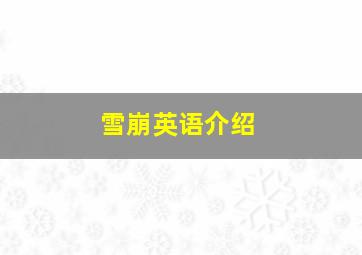 雪崩英语介绍