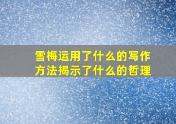 雪梅运用了什么的写作方法揭示了什么的哲理