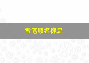 雪笔顺名称是