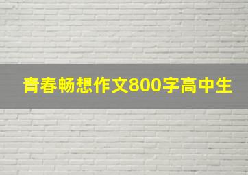 青春畅想作文800字高中生