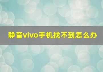 静音vivo手机找不到怎么办