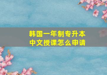 韩国一年制专升本中文授课怎么申请