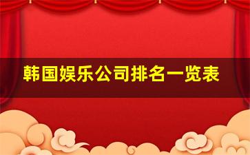 韩国娱乐公司排名一览表