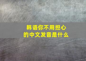 韩语你不用担心的中文发音是什么