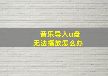 音乐导入u盘无法播放怎么办