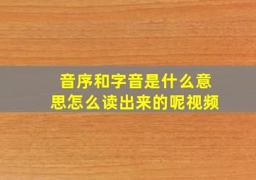 音序和字音是什么意思怎么读出来的呢视频