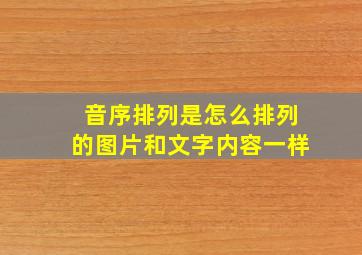 音序排列是怎么排列的图片和文字内容一样