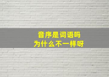 音序是词语吗为什么不一样呀