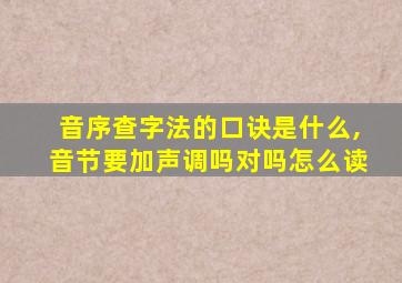 音序查字法的口诀是什么,音节要加声调吗对吗怎么读