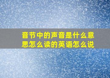 音节中的声音是什么意思怎么读的英语怎么说