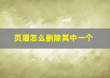 页眉怎么删除其中一个