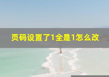 页码设置了1全是1怎么改