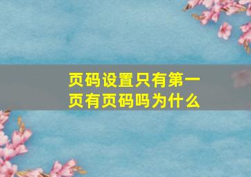 页码设置只有第一页有页码吗为什么