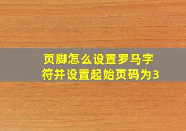 页脚怎么设置罗马字符并设置起始页码为3