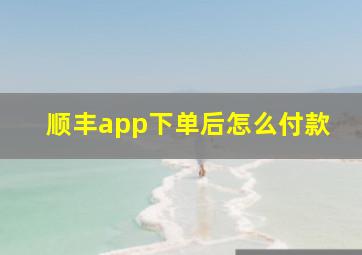 顺丰app下单后怎么付款