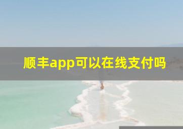 顺丰app可以在线支付吗