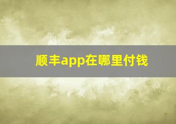 顺丰app在哪里付钱