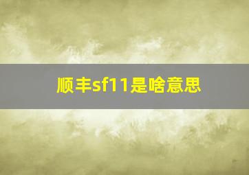 顺丰sf11是啥意思