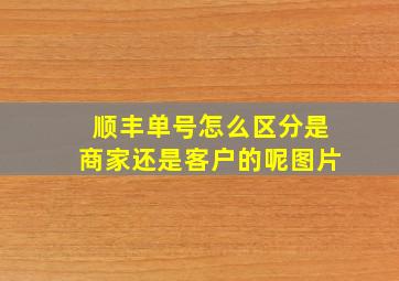 顺丰单号怎么区分是商家还是客户的呢图片