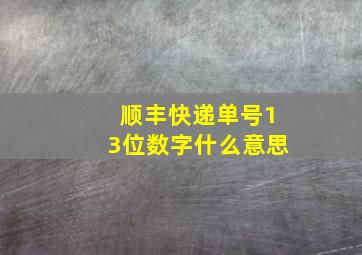 顺丰快递单号13位数字什么意思