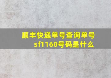 顺丰快递单号查询单号sf1160号码是什么