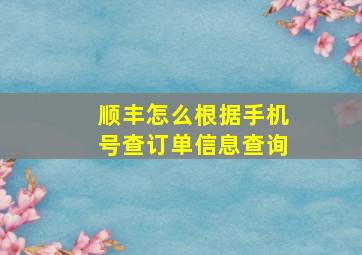 顺丰怎么根据手机号查订单信息查询