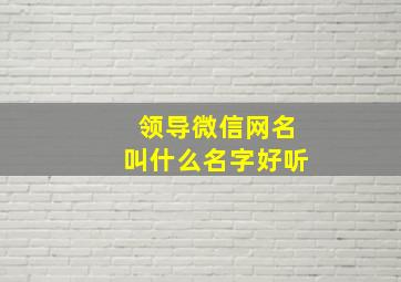 领导微信网名叫什么名字好听