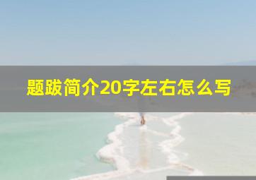 题跋简介20字左右怎么写