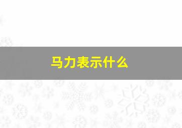 马力表示什么