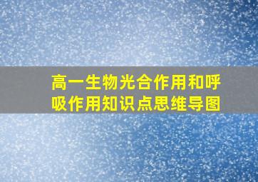 高一生物光合作用和呼吸作用知识点思维导图