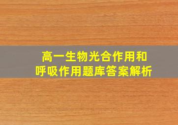 高一生物光合作用和呼吸作用题库答案解析