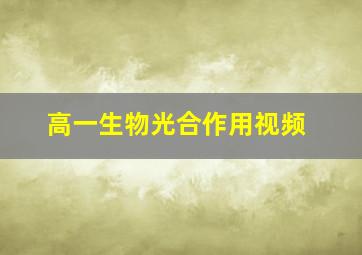 高一生物光合作用视频