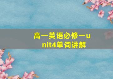 高一英语必修一unit4单词讲解