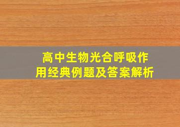 高中生物光合呼吸作用经典例题及答案解析