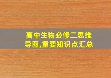 高中生物必修二思维导图,重要知识点汇总