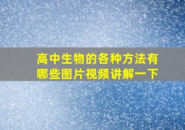 高中生物的各种方法有哪些图片视频讲解一下